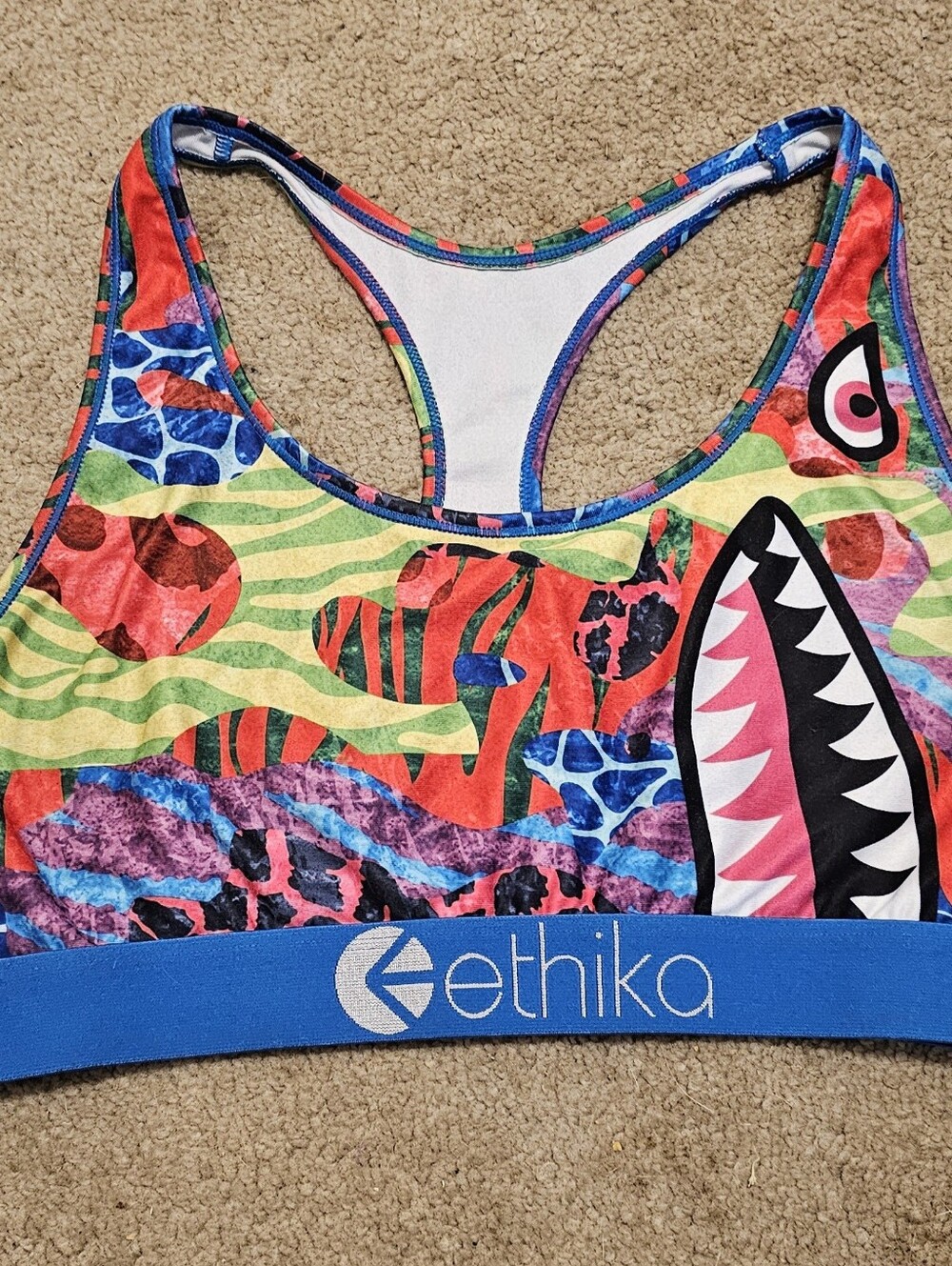 Ethika Sports Bra Tropical Shark Design